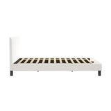 Oikiture Bed Frame King Single White Boucle