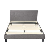 Oikiture Bed Frame Queen Size Wooden Fabric Grey