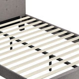 Oikiture Bed Frame Queen Size Wooden Fabric Grey - Low Angle