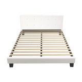 Oikiture Bed Frame Queen Size White Boucle