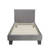 Oikiture Bed Frame Single Size Wooden Fabric Grey - 45-Degree Angle