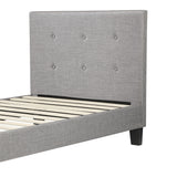 Oikiture Bed Frame Single Size Wooden Fabric Grey - Low Angle