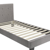 Oikiture Bed Frame Single Size Wooden Fabric Grey - Close-Up Angle