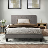 Oikiture Bed Frame Single Size Wooden Fabric Grey