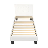 Oikiture Bed Frame Single Size White Boucle - Side View