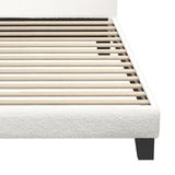 Oikiture Bed Frame Single Size White Boucle - Close-Up Angle