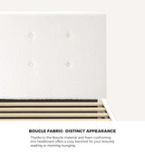 Oikiture Bed Frame Single Size White Boucle - Extra Image