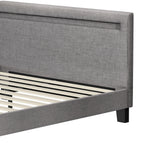 Oikiture Bed Frame RGB LED Double Size Wooden Grey Fabric