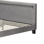 Oikiture Bed Frame RGB LED Double Size Wooden Grey Fabric, image 3