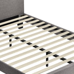 Oikiture Bed Frame RGB LED Double Size Wooden Grey Fabric, LED Lights