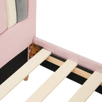 Oikiture Bed Frame Single Size Kids Bed Frame Pink Velvet, image 3