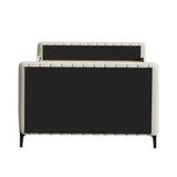 Oikiture Double Size Bed Frame Velvet Fabric Beige - Close-Up Angle