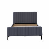 Oikiture Bed Frame Double Size Beds Platform Velvet Fabric Grey