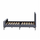 Oikiture Bed Frame Double Size Beds Platform Velvet Fabric Grey