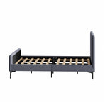 Oikiture Bed Frame Double Size Beds Platform Velvet Fabric Grey