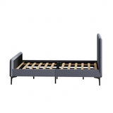 Oikiture Bed Frame Double Size Beds Platform Velvet Fabric Grey - 45-Degree Angle