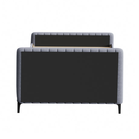 Oikiture Bed Frame Double Size Beds Platform Velvet Fabric Grey