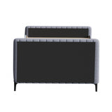 Oikiture Bed Frame Double Size Beds Platform Velvet Fabric Grey - Low Angle