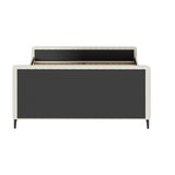 Oikiture King Size Bed Frame Velvet Fabric Beige - 45-Degree Angle