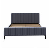 Oikiture Bed Frame King Size Beds Platform Velvet Fabric Grey