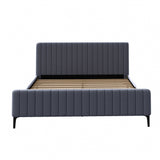 Oikiture Bed Frame King Size Beds Platform Velvet Fabric Grey - Side View