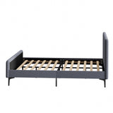 Oikiture Bed Frame King Size Beds Platform Velvet Fabric Grey - Top-Down View
