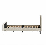 Oikiture King Single Bed Frame Velvet Fabric Beige - Rear View
