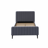Oikiture Bed Frame King Single Beds Platform Velvet Fabric Grey