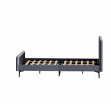 Oikiture Bed Frame King Single Beds Platform Velvet Fabric Grey