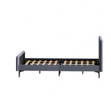 Oikiture Bed Frame King Single Beds Platform Velvet Fabric Grey - Front View