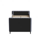 Oikiture Bed Frame King Single Beds Platform Velvet Fabric Grey - Side View
