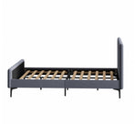 Oikiture Bed Frame Queen Size Beds Platform Velvet Fabric Grey