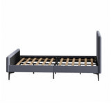 Oikiture Bed Frame Queen Size Beds Platform Velvet Fabric Grey - 45-Degree Angle