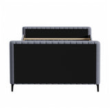 Oikiture Bed Frame Queen Size Beds Platform Velvet Fabric Grey - Low Angle