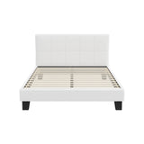 Oikiture Bed Frame Double Size Base White Boucle TOFU