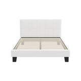 Oikiture Bed Frame Double Size Base White Boucle TOFU - Side View