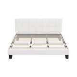 Oikiture Bed Frame King Size Base White Boucle TOFU - Side View