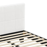 Oikiture Bed Frame King Size Base White Boucle TOFU