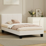 Oikiture Bed Frame King Single Base White Boucle TOFU - Extra Image