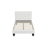 Oikiture Bed Frame King Single Base White Boucle TOFU - 45-Degree Angle