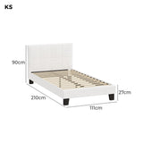 Oikiture Bed Frame King Single Base White Boucle TOFU - Top-Down View