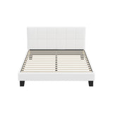Oikiture Bed Frame Queen Size Base White Boucle TOFU - 45-Degree Angle