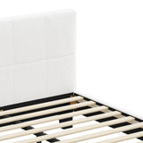 Oikiture Bed Frame Queen Size Base White Boucle TOFU - Top-Down View