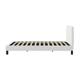 Oikiture Bed Frame Queen Size Base White Boucle TOFU - Close-Up Angle