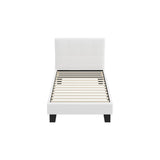 Oikiture Bed Frame Single Size Base White Boucle TOFU