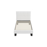 Oikiture Bed Frame Single Size Base White Boucle TOFU - 45-Degree Angle