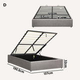 Oikiture Bed Frame Double Size Gas Lift Base With Storage
