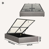 Oikiture Bed Frame Double Size Gas Lift Base With Storage - 45-Degree Angle