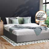 Oikiture Bed Frame King Size Gas Lift Base With Storage - Rear View