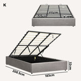 Oikiture Bed Frame King Size Gas Lift Base With Storage - Front View